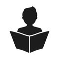 Man read a book simple icon. Education symbol. Instruction manual icon - vector